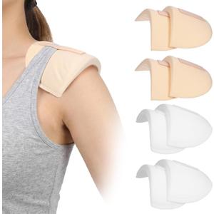 4 Pairs Shoulder Pads for Womens Clothing 15mm Thick Foam Shoulder Pad Breathable Sponge Pads for Sloping High Low Shoulders Suit, White & Skin Color