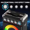 HWWR Karaoke Machine for Adults with 2 UHF Wireless Microphones, Portable Bluetooth Speaker PA System with 5 Adjustment Knobs, Supports Live Stream Port, Vocal Remover, TWS, Gift for Kids, Party Black