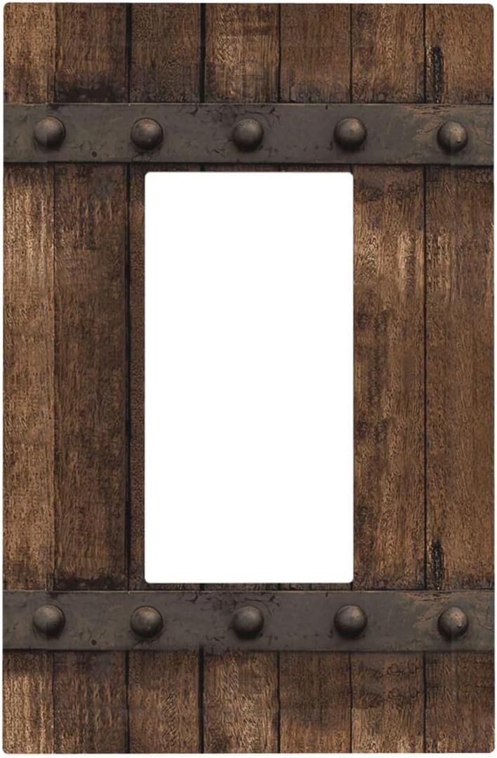Rustic Farmhouse Brown Wood Barn Door Print Country Light Switch Plate Cover Single Rocker 1 Gang Wall Plates Decorative Switchplate for Bathroom Kitchen Bedroom Home Decor Accessories 5"x3"