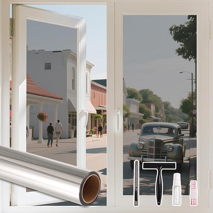 LEMON CLOUD Window Film, Decorative Window Privacy Film, 3D Stained Glass Window Sticker,Anti-UV Sun Blocker Heat Control for Home(Rainbow Tulip Design,11.8 x 78.7 inches)