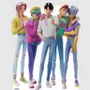 KPop Demon Hunters Saja Boys Cardboard Cutout Standee – Life Size Character Display for Fans, Parties, or Room Décor – Jinu, Abby, Mystery, Romance, and Baby Saja Boys - Officially Licensed, 70 in x 54 in