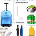 J World Sunrise Kids Rolling Backpack with Wheels for Girls Boys, Roller Bookbag for School, 18 x 13 x 9 Inches, Blue Gradient