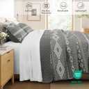 Whale Flotilla Reversible Grey Print Quilts Queen Size with 2 Pillow Shams
