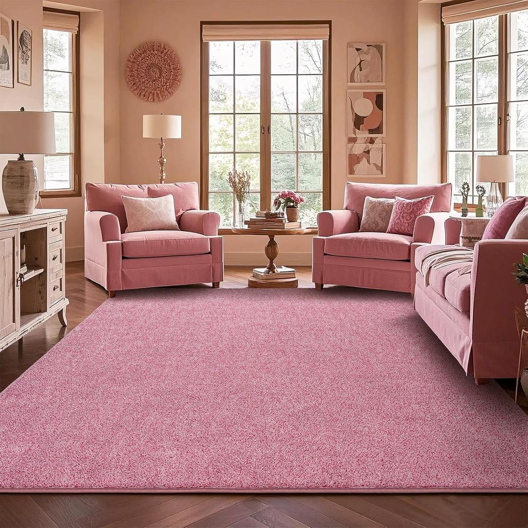 Area Rug for Living Room, Non-Slip Pink Rugs for Girls's Bedroom, 5x7Ft Washable Carpet with Memory Foam for Bedside Office Dining Room Farmhouse