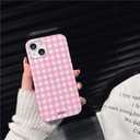 Phone Case for iPhone 15 Pro Max Case Cute Lattice Stylish Aesthetic Pattern Girly Women Design Glossy Shockproof Protective Cover for iPhone 15 Pro Max-Pink