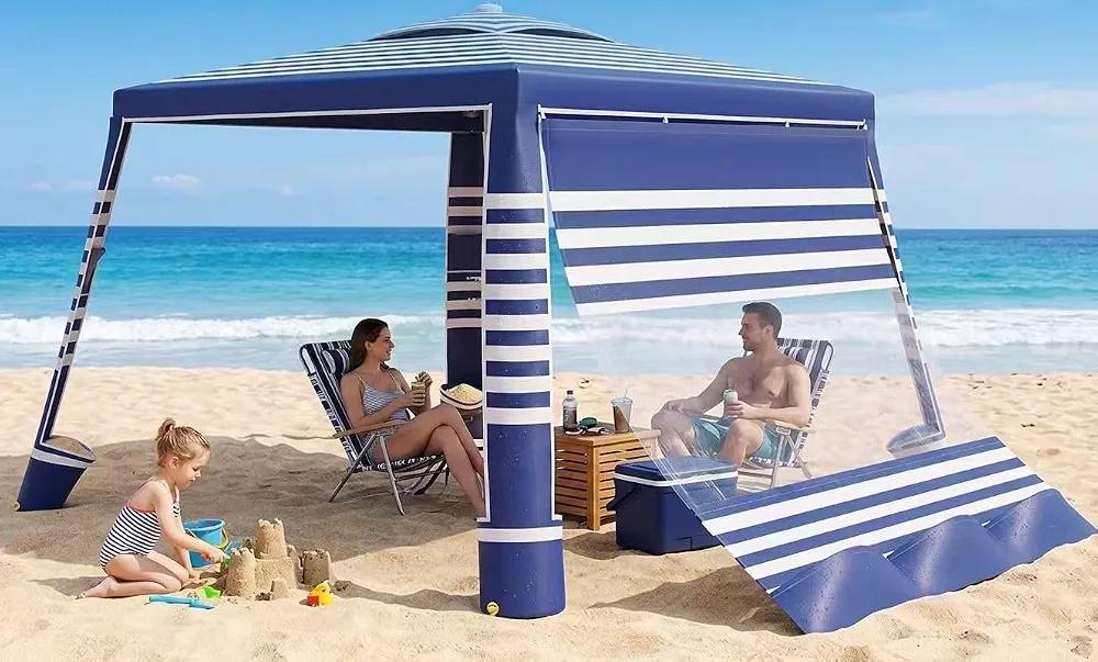 Beach Canopy Tent for 6-8 People, UPF 50+ Beach Tent Sun Shelter with Sidewall, Wind Resistant Beach Shade, Reinforced Frame, Portable with Carry Bag