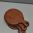 The Fine Living Co. Set of 4 Small Appetizer Serving Plate, Walnut Mini Charcuterie Boards, Acacia Round Board, Wood Tray, Small Serving Board for Cheese, Meat, Pizza, Food-grade, 7"x5", 0.6" Thick