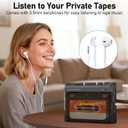 Portable Bluetooth Cassette Tape Player, Cassette Player Recorder,Equipped with Headphone and AUX Ports, Support AUX Line in Record,Built-in Microphone, Powered by DC or AA Battery (Black)