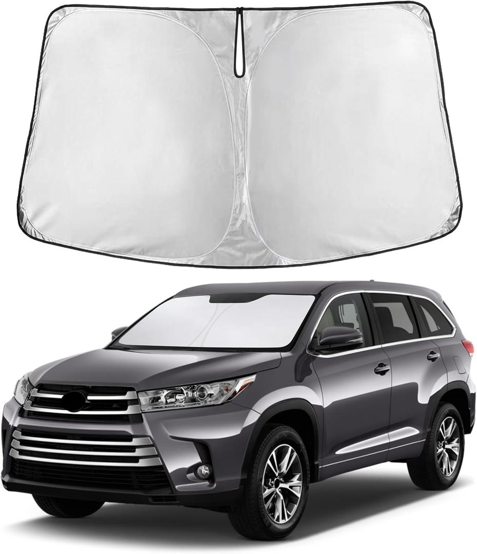 EcoNour Windshield Sunshade Compatible for Toyota Highlander 2014-2017 2018 2019, Sun Visor for Front Windshield & Window Sun Shade Cover, UV Heat Blocker & Protector, Car Accessories