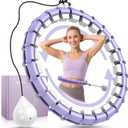 Weighted Fitness Hoop for Adults, 47 Inch Plus Size Adjustable Infinity Ring, 24 Detachable Links, Quiet Waist Exercise Hoop for Women Beginners, Core and Weight Loss Home Workout