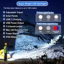 Rechargeable Spotlight Flashlight, Peascat 3,000,000L Lumens LED Handheld Spot Light, 6 Modes, 3 Colored Lenses, Solar & USB-C Charging, Tripod, IPX6 Waterproof for Fishing, Camping, Outdoor Emergency