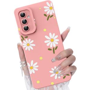 for Samsung Galaxy A54 5G Phone Case, Fashion Flower Pattern Design Girls Women Liquid Silicone Cover, Slim Shockproof and Scratch-Resistant Soft Case for Samsung A54 - Pink