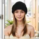 Knit Warm Beanies Hat for Women Knitting Skull Ladies Beanies Soft Ski Cap for Winter (Black)