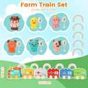 Learning Toys for Toddlers 2 3 4 Years, Musical Educational Farm Train Montessori Learning Toy with 6 Farm Animals and Farmer Learn, Key Unlock Fun, Easter Christmas Birthday Gift for Kids Boys Girls