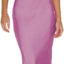 Phicia Sexy Satin Halter Neck Backless Maxi Dress for Women Elegant Tie Cowl Back Formal Wedding Guest Dress for Summer (Pink, XS)