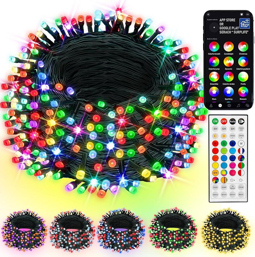 beatineon Color Changing Smart Christmas Lights,66ft 200 LED RGB String Lights with App & Remote Control,Timer,Music Sync,Dimmable Mini Lights for Xmas Tree Birthday Wedding Party Festival Decor