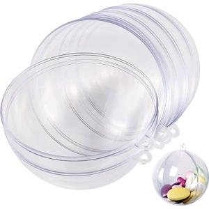 40 Set 4 Inch Clear Ornaments, Clear Plastic Fillable Christmas Ornaments Balls for Wedding Party Home Decor DIY Craft