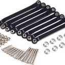 RC Chassis Rod,8 Pcs Metal Chassis Pull Rods Suspension Link Mount for RC Car 1/16 WPL C14 C24 1/12 MN D90 D91 MN40 MN45 MN96 MN99 MN99s Upgrade Par (Black)
