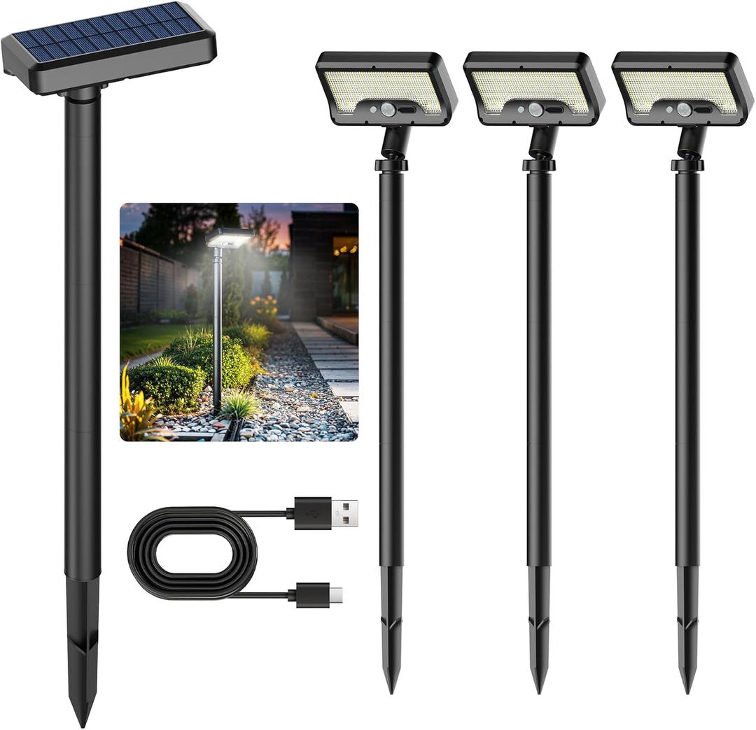 Tryme Solar Motion Lights Outdoor Waterproof 92 LEDs Bright Pathway Lights with Adjustable Angle & 3 Modes for Walkway, Driveway, Sidewalk, Garden, Yard, Patio, Landscaping (4 Pack)