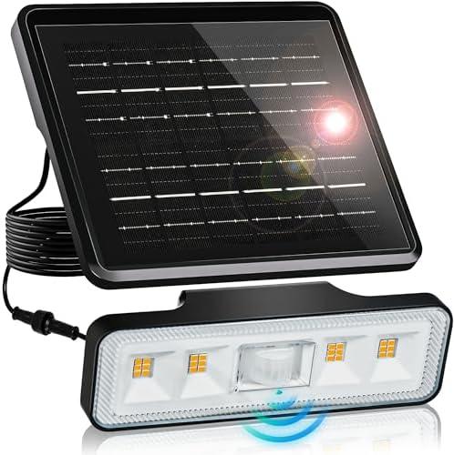 AUDERWIN Solar Flood Lights Outdoor 4000Lm, Motion Lights Removable, IP67 Waterproof Spot Light Outside, Solar Powered Security Light for Garage Yard Porch Patio Fence Garden(4000K) 1 Pack