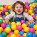 Goaste 100 Pack Small Ball Pit Balls for Kids, 2 Inch Plastic Playpen Balls with Storage Bag, Multi-Colored Bounce House Balls Crush Proof, BPA Free Swim Pit Fun Toy for Playhouse, Tent (7 Colors)