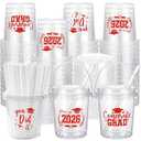 Ceenna 30 Sets 24oz Graduation Drink Buckets with Lids and Straws Class of 2026 Graduation Plastic Bucket Cups Congrats Grad Party Supplies for High School College Tailgate Party Summer Events (Red)