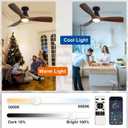 Depuley 42-Inch Ceiling Fans with Lights: Walnut 3 Blade Flush Mount Low Profile Ceiling Fan for Bedroom - Dimmable Indoor Outdoor Fan with Remote APP Control Ultra Quiet DC Motor Timer