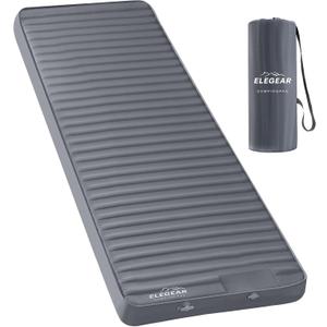 Elegear CumbreX Air & Foam Camping Sleeping Pad, HexaFoam Camping Mattress Pad with Built-in Foot Pump Memory Foam Camp Pad 4-Season R-Value 9.5 Camp Sleeping Mat for Travel/Car/Tent, Light Gray, Single