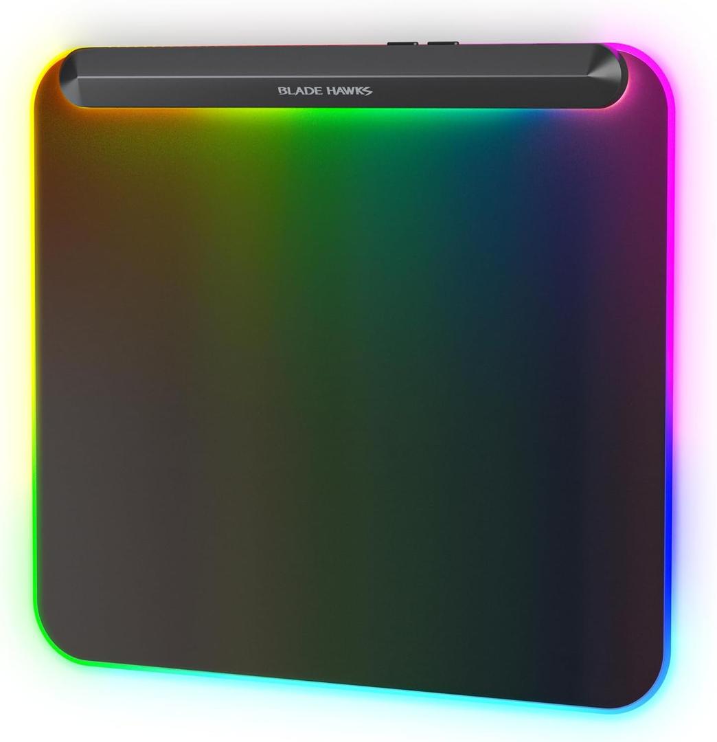 BladeHawks BX10 RGB Full Backlight Gaming Mouse Pad, 6 Lighting Modes & Colors, USB 2.0 & Type-C Ports, Detachable Type-C Cable, Micro-Textured Surface, Non-Slip Base (13.4 * 12.2'')  Ideal Desk Mat