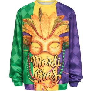 Mardi Gras Sweatshirt for Men,Mardi Gras Outfit Men,Mardi Gras Sweatshirts (Yellow, XXL)