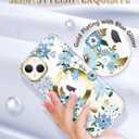 Magnetic Designed Clear Case for iPhone 14 iPhone 13, Compatible with MagSafe, Gold Plated Glitter Slim Shockproof Protective Women Girl Phone Case, Flower Mint Blue