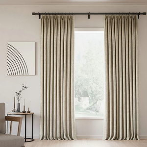 Pinch Pleated Lille Linen Memory Trained Blackout Curtains Natural Modern Custom Drapes Burlywood Birch | Pleated 40x90