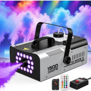 1500W Fog Machine Outdoor Indoor, Halloween Smoke Machine Fog with 20000 CFM Fog Output, 18 Lights 13 Colors and Remote Controls for Party Stage Effect