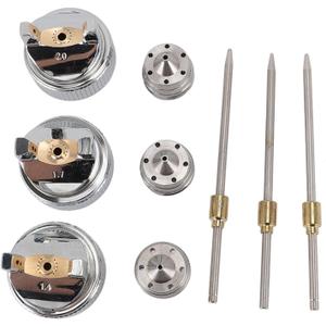 Nozzle Set, H-827 1.4mm 1.7mm 2.0mm Nozzle Replacement Kit 3 Sets Needle Fluid Nozzle Air Cap Kit Brass Plastic Fluid Tip Size Set Up Spray Paint Repair Accessories Kit for Spray Guns