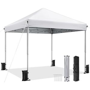 10x10 Pop Up Canopy Tent with One-Push Center Lock,White
3 Adjustable Heights, Carry Bag Included, Tents for Camping, Backyard, Beach, Parties and Outdoor Events