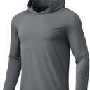 BANTREK Men Athletic Hoodies Long Sleeve Fishing Shirts UPF 50+ Sun Protection Dry Fit Wicking Hooded Running Shirts L