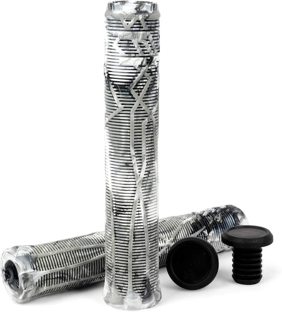 Limit Pro Scooter Grips Soft Longneck 180mm with Easy Cutting Lines for Pro Trick Scooters and BMX Handlebars (black+white+gray)