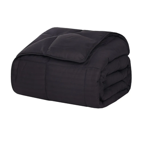 Superior Reversible Down Alternative Polyfill Blanket with Striped Microfiber Shell - Full/Queen, Black