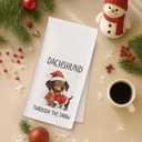 Dachshund Christmas Kitchen Towels, Weiner Dog Gifts for Women Men Dish Tea Towels, Dachshund Lover Gifts Decorative Hand Towel for Kitchen Bathroom Decor, 16x24 Inch