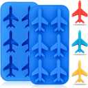 2Pcs 3D Airplane Chocolate Molds, Plane Aircraft Silicone Ice Cube Trays Candy Mold Crayon Wax Melts Mold Whisky Bar Party Drink Tools Cake Decorating Supplies