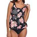 Holipick Women Plus Size 2 Pieces Tankini Swimsuits Tummy Control Bathing Suits with Boy Shorts Tank Top with Sports Bra, M