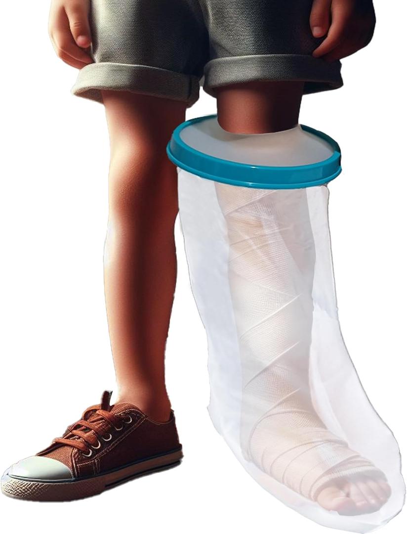 Tideshake - 100% Waterproof Kid Leg Cast Cover for Showering, Reusable Kid Short Leg Cast Protector, Cast Covers for Shower Leg, Cast Bag for Shower, Cast Cover for Showering Foot (18inch)