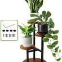 AUGOSTA 3 Tier Plant Stand, Tall Metal Wood Shelf Holder for Indoor, Outdoor Display Rack Flower Pot Stand for Corner Living Room Balcony Garden Patio