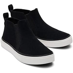 Black Leather Suede Pull On Rounded Toe Low Top Fashion Sneakers (Black, 10)
