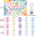 Girls Birthday Party Decorations, 4PCS Rainbow ABC Boxes with Colorful Preppy Birthday Backdrop and Balloon Garland for Baby Shower, Preschool Theme Party