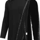Deyeek Men's Post Shoulder Surgery Recovery Shirts Full Tear Away Long Sleeve Snap Chemo Port Access Shirt (Black, XL)