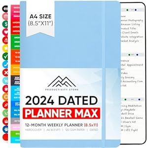 Planner 2024-2025 | Daily, Weekly and Monthly 2024 Goal Planner 8.5x11 | Goal, Business & Productivity Planner With Daily To Do List, Calendar, Notes, Journal & Stickers | Productivity Store 2024 PRO