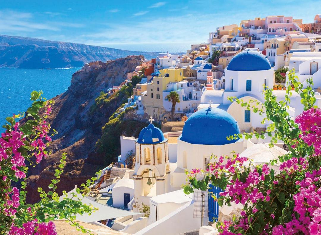 LI-LOVE Jigsaw Puzzles for Adults 500 Pieces Thick Sturdy Cardboard Santorini Greece 500 Piece Puzzle Precise Interlocking Family Game Age 14+