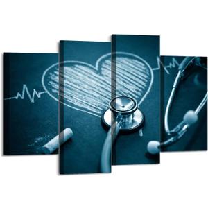 stethoscope with a heart Canvas Wall Art Hanging Paintings Modern Artwork Abstract Picture Prints Home Decoration Gift Unique Designed Framed 4 panel