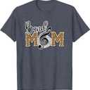 Band Mom Leopard Print Proud Band Mom Musical Marching Band T-Shirt, L